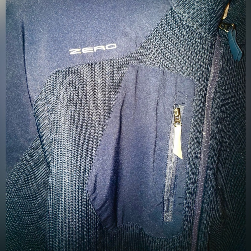 Zero Restriction Golf Z600 Full Zip Sweater Knit Jacket Blue Golf Logo